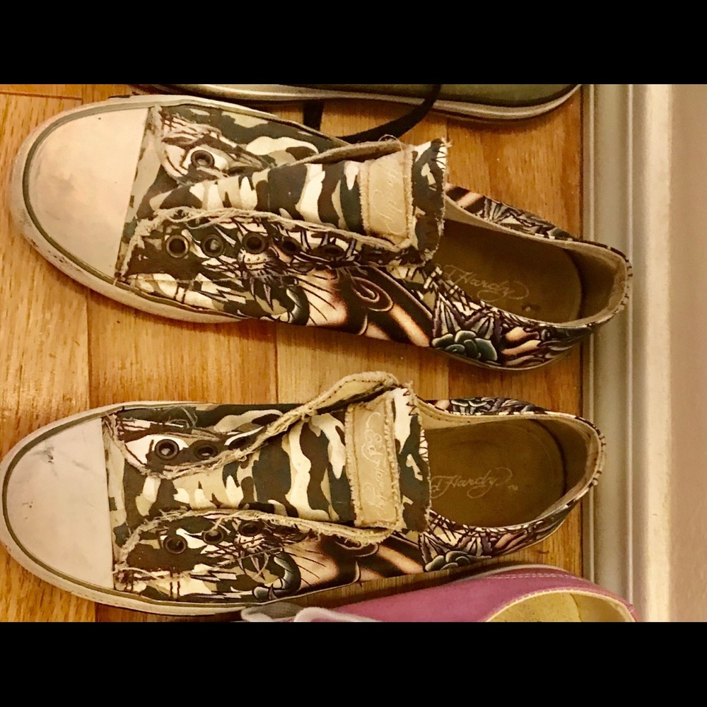 Nordstroms Ed Hardy camouflage converse shoes